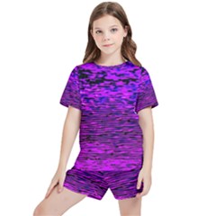 Magenta Waves Flow Series 2 Kids  Tee And Sports Shorts Set