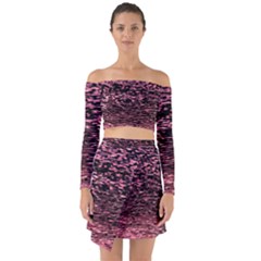 Pink  Waves Flow Series 11 Off Shoulder Top With Skirt Set