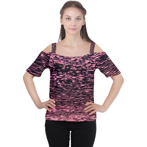 Pink  Waves Flow Series 11 Cutout Shoulder Tee by DimitriosArt