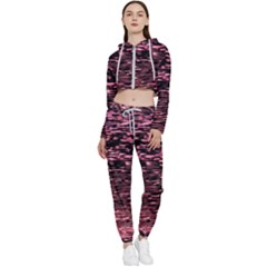 Pink  Waves Flow Series 11 Cropped Zip Up Lounge Set by DimitriosArt