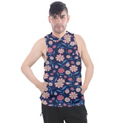 Flowers Pattern Men s Sleeveless Hoodie by Sparkle