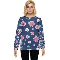 Flowers Pattern Hidden Pocket Sweatshirt