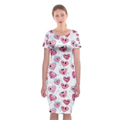 Funny Hearts Classic Short Sleeve Midi Dress by SychEva