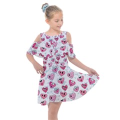 Funny Hearts Kids  Shoulder Cutout Chiffon Dress by SychEva