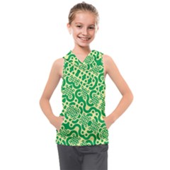 Liquid Art Pouring Abstract Seamless Pattern Lover Green Maze Kids  Sleeveless Hoodie by artico