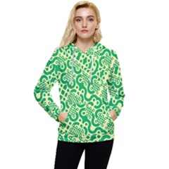 Liquid Art Pouring Abstract Seamless Pattern Lover Green Maze Women s Lightweight Drawstring Hoodie by artico