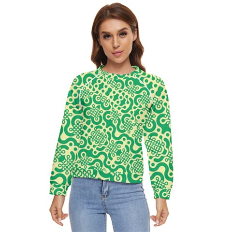 Liquid Art Pouring Abstract Seamless Pattern Lover Green Maze Women s Long Sleeve Raglan Tee by artico