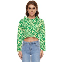 Liquid Art Pouring Abstract Seamless Pattern Lover Green Maze Women s Lightweight Cropped Hoodie by artico