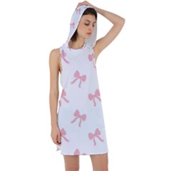 Pink Bow Pattern Racer Back Hoodie Dress by Littlebird