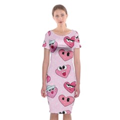 Emoji Heart Classic Short Sleeve Midi Dress by SychEva