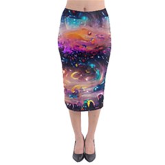 Galaxy Glass Midi Pencil Skirt