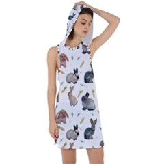 Cute Bunny Racer Back Hoodie Dress by SychEva