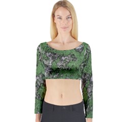 Modern Camo Grunge Print Long Sleeve Crop Top by dflcprintsclothing