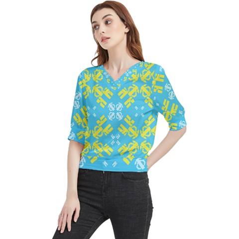 Abstract Pattern Geometric Backgrounds   Quarter Sleeve Blouse by Eskimos