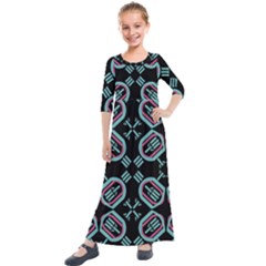 Abstract Pattern Geometric Backgrounds   Kids  Quarter Sleeve Maxi Dress by Eskimos