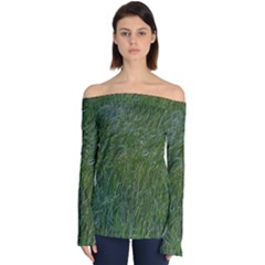 Green Carpet Off Shoulder Long Sleeve Top by DimitriosArt