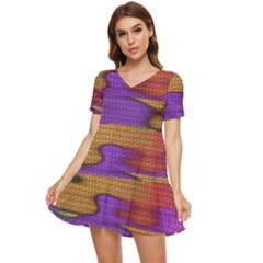 Puzzle Landscape In Beautiful Jigsaw Colors Tiered Short Sleeve Babydoll Dress