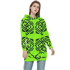 Abstract Pattern Geometric Backgrounds   Women s Long Oversized Pullover Hoodie by Eskimos