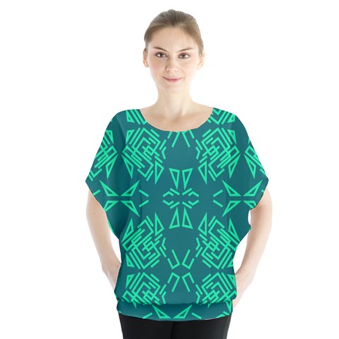 Abstract Pattern Geometric Backgrounds   Batwing Chiffon Blouse by Eskimos