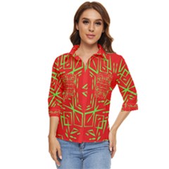 Abstract Pattern Geometric Backgrounds   Women s Quarter Sleeve Pocket Shirt