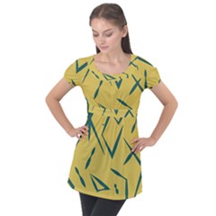 Abstract Pattern Geometric Backgrounds   Puff Sleeve Tunic Top by Eskimos