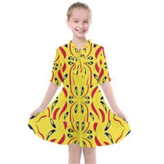 Floral Folk Damask Pattern  Kids  All Frills Chiffon Dress by Eskimos