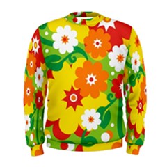 Flower Power Wallpaper Green Yellow Orange Red Men s Sweatshirt by EDDArt