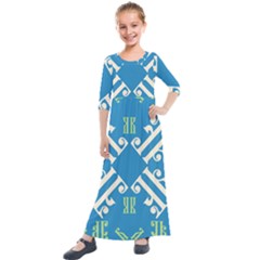 Abstract Pattern Geometric Backgrounds   Kids  Quarter Sleeve Maxi Dress by Eskimos