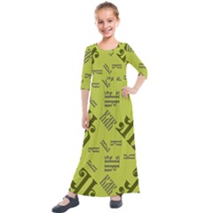 Abstract Pattern Geometric Backgrounds   Kids  Quarter Sleeve Maxi Dress by Eskimos