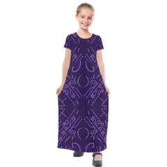 Abstract Pattern Geometric Backgrounds   Kids  Short Sleeve Maxi Dress by Eskimos