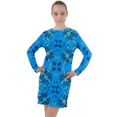 Abstract Pattern Geometric Backgrounds   Long Sleeve Hoodie Dress by Eskimos