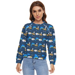 Dolphins Bees Pattern Women s Long Sleeve Raglan Tee