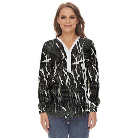 Abstract Light Games 3 Zip Up Long Sleeve Blouse by DimitriosArt