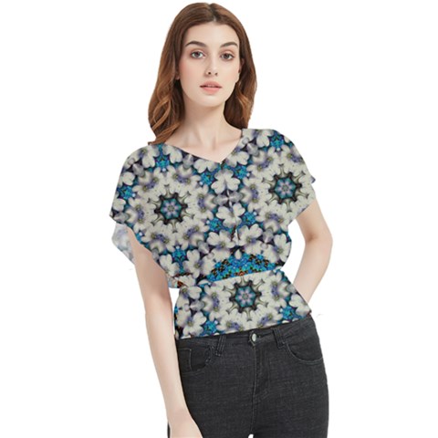 Paradise Flowers And Candle Light Butterfly Chiffon Blouse by pepitasart