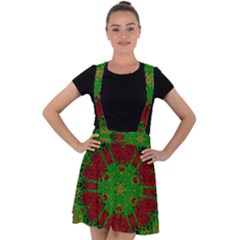 Peacock Lace So Tropical Velvet Suspender Skater Skirt by pepitasart