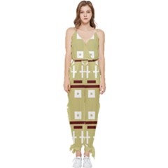 Abstract Pattern Geometric Backgrounds   Sleeveless Tie Ankle Chiffon Jumpsuit by Eskimos