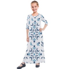 Abstract Pattern Geometric Backgrounds   Kids  Quarter Sleeve Maxi Dress by Eskimos