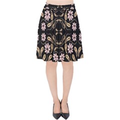 Folk Flowers Print Floral Pattern Ethnic Art Velvet High Waist Skirt by Eskimos