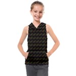 Fern Pattern 2 Black Kids  Sleeveless Hoodie