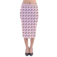 Fern Pattern 2 Pink Velvet Midi Pencil Skirt by violetheavensky