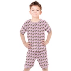 Fern Pattern 2 Pink Kids  Tee And Shorts Set by violetheavensky