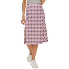 Fern Pattern 2 Pink Midi Panel Skirt by violetheavensky