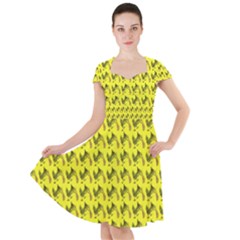 Fern Pattern 2 Yellow Cap Sleeve Midi Dress by violetheavensky