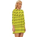 Fern Pattern 2 Yellow Long Sleeve Babydoll Dress View3