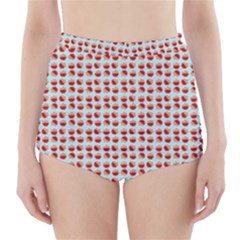 Kawaii Jam Pattern Aqua High-waisted Bikini Bottoms by violetheavensky