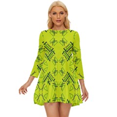 Abstract Pattern Geometric Backgrounds   Long Sleeve Babydoll Dress