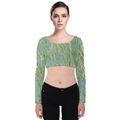 Abstract Light Games 8 Velvet Long Sleeve Crop Top by DimitriosArt