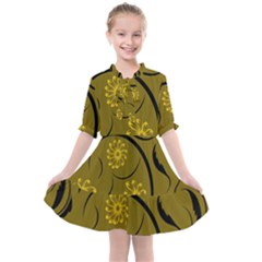 Folk Flowers Print Floral Pattern Ethnic Art Kids  All Frills Chiffon Dress by Eskimos