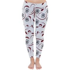 Folk Flowers Print Floral Pattern Ethnic Art Classic Winter Leggings by Eskimos