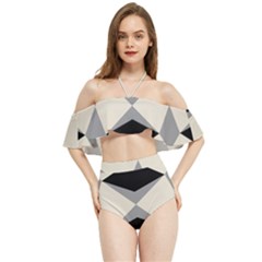 Abstract Pattern Geometric Backgrounds   Halter Flowy Bikini Set 